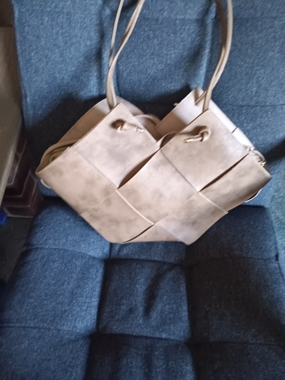 New Never Used. Classic Woven Tote Bag in Beige – Womens Shoulder Handbag